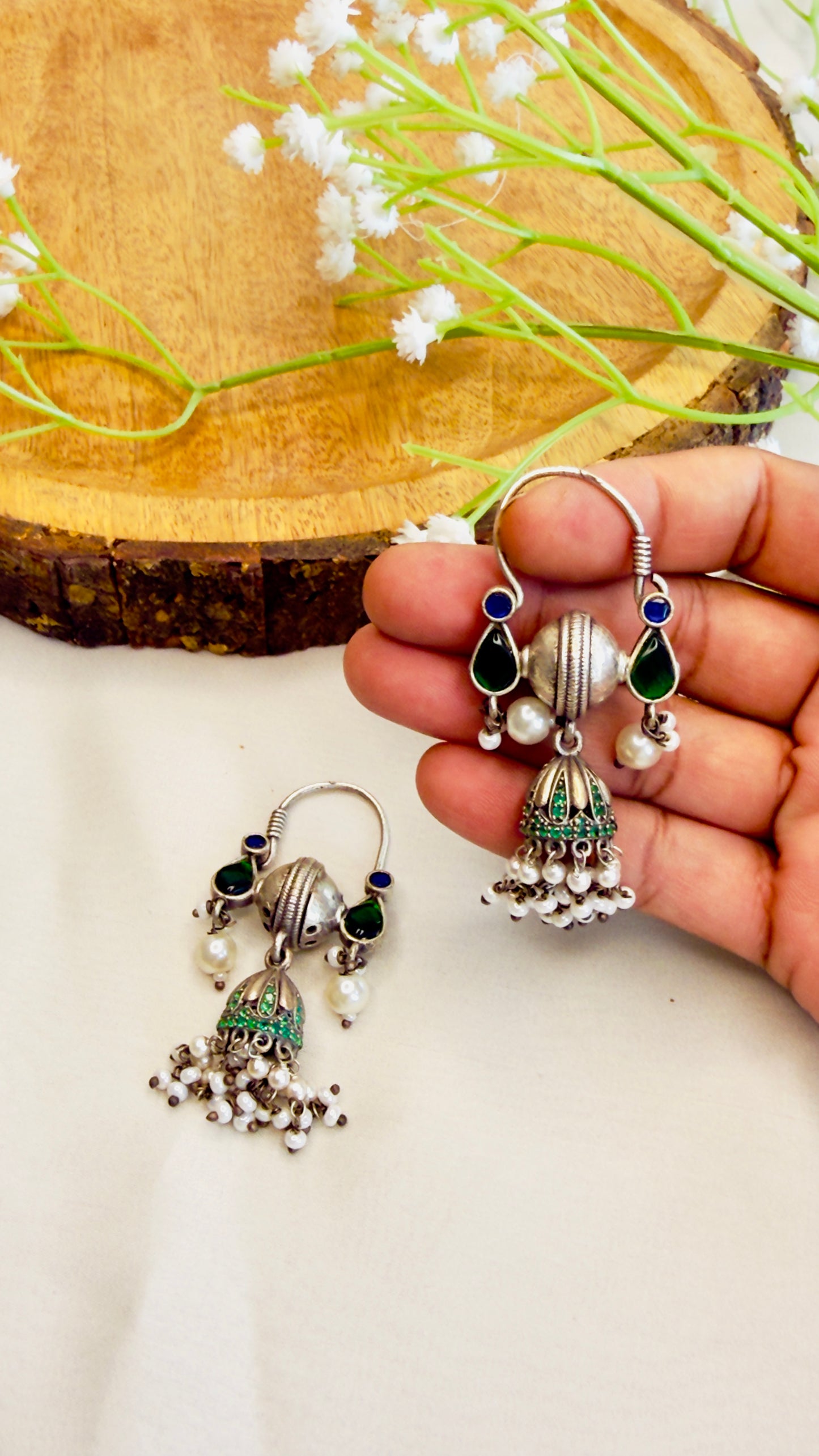 Silver Replica Bali earrings