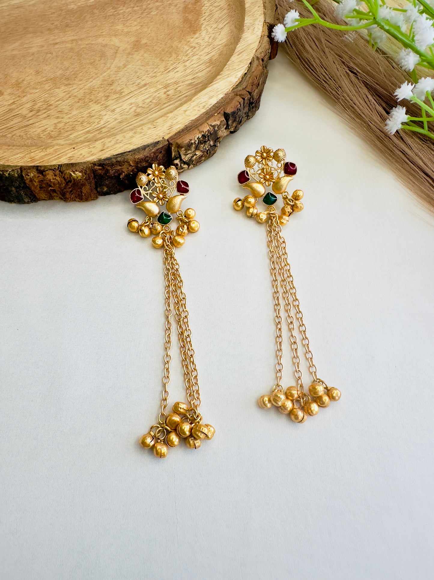 Ruby Green Kashmiri Earrings