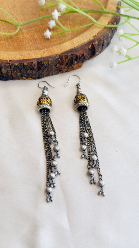 Dual Tone Silver Replica Earrings