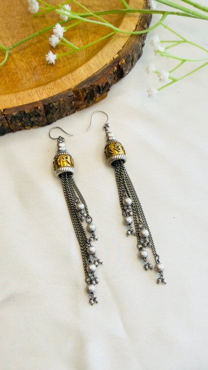 Dual Tone Silver Replica Earrings