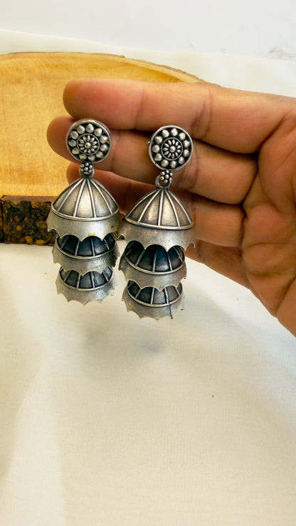 Three Layer Silver Replica Jhumki