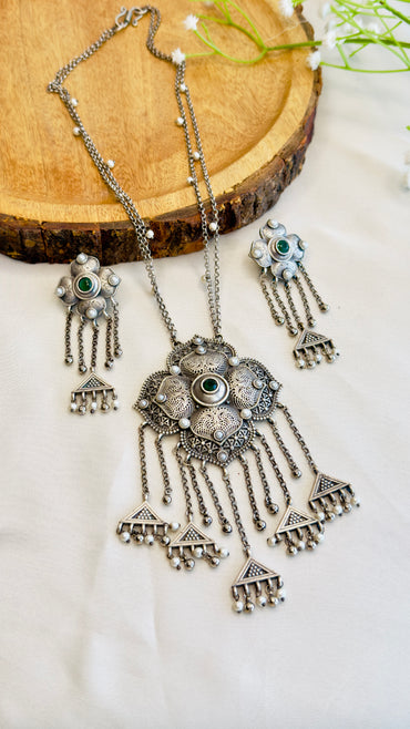Silver replica Long Necklace Set