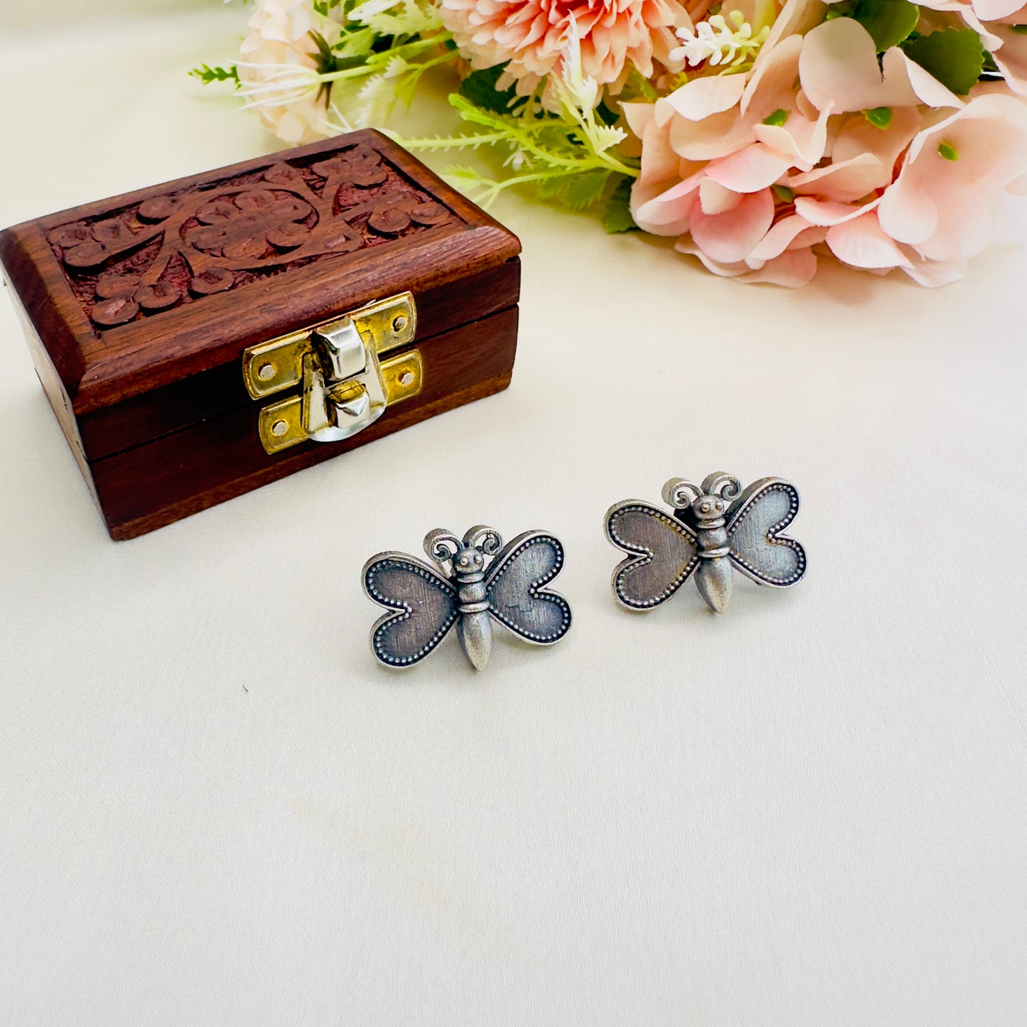 Butterfly Motif Solid Replica Stud Earrings