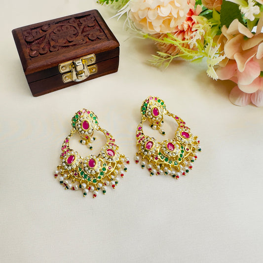 Multicolor Chandbali Jadau Earrings