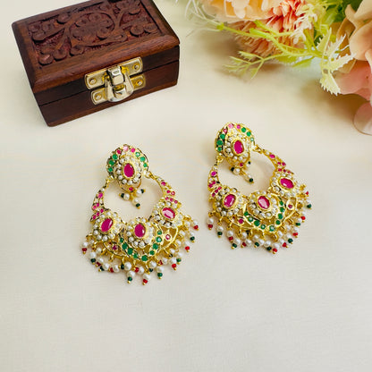 Multicolor Chandbali Jadau Earrings