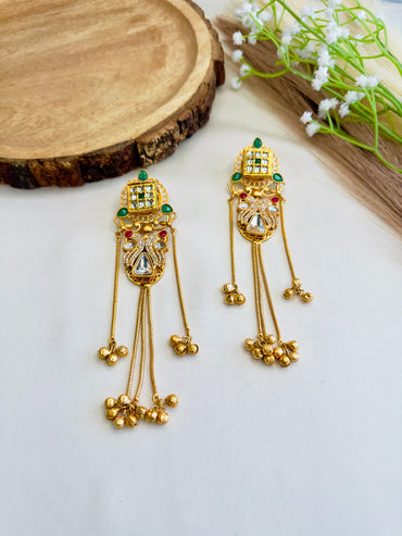 Moissanite Bird Motif Kashmiri Earrings