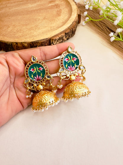 Hand painted Jhumki Earrings