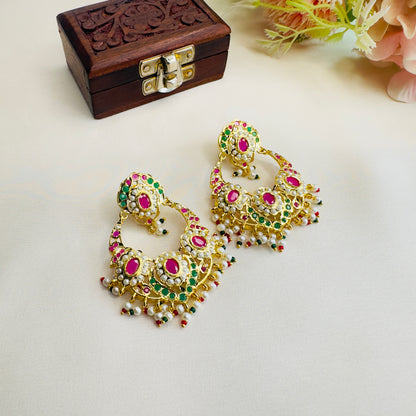 Multicolor Chandbali Jadau Earrings