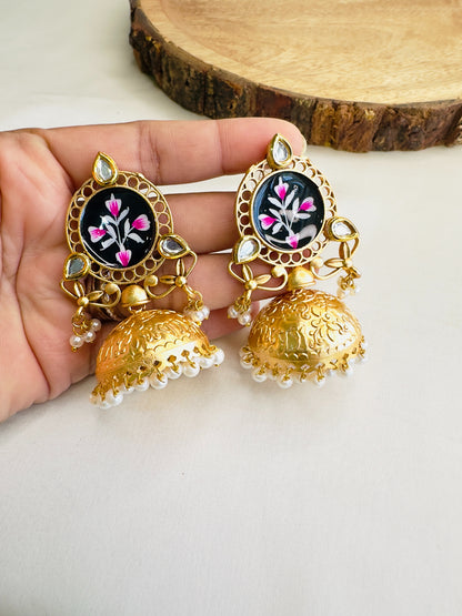 Hand painted Jhumki Earrings