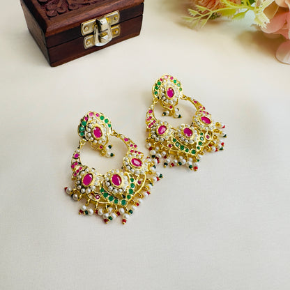 Multicolor Chandbali Jadau Earrings