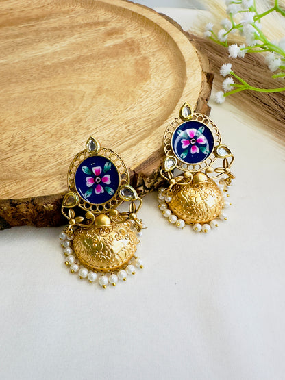 Hand painted Jhumki Earrings