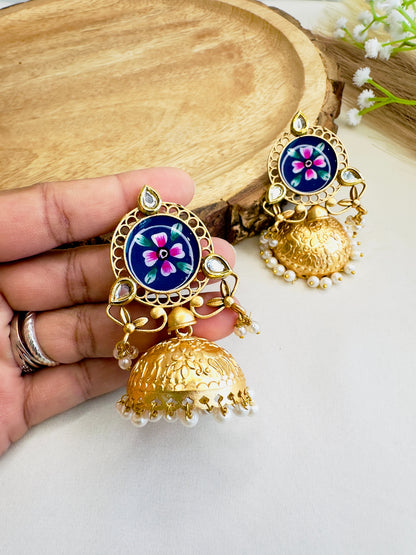 Hand painted Jhumki Earrings