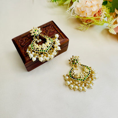 Hyderabadi Jadau Chandbali earrings