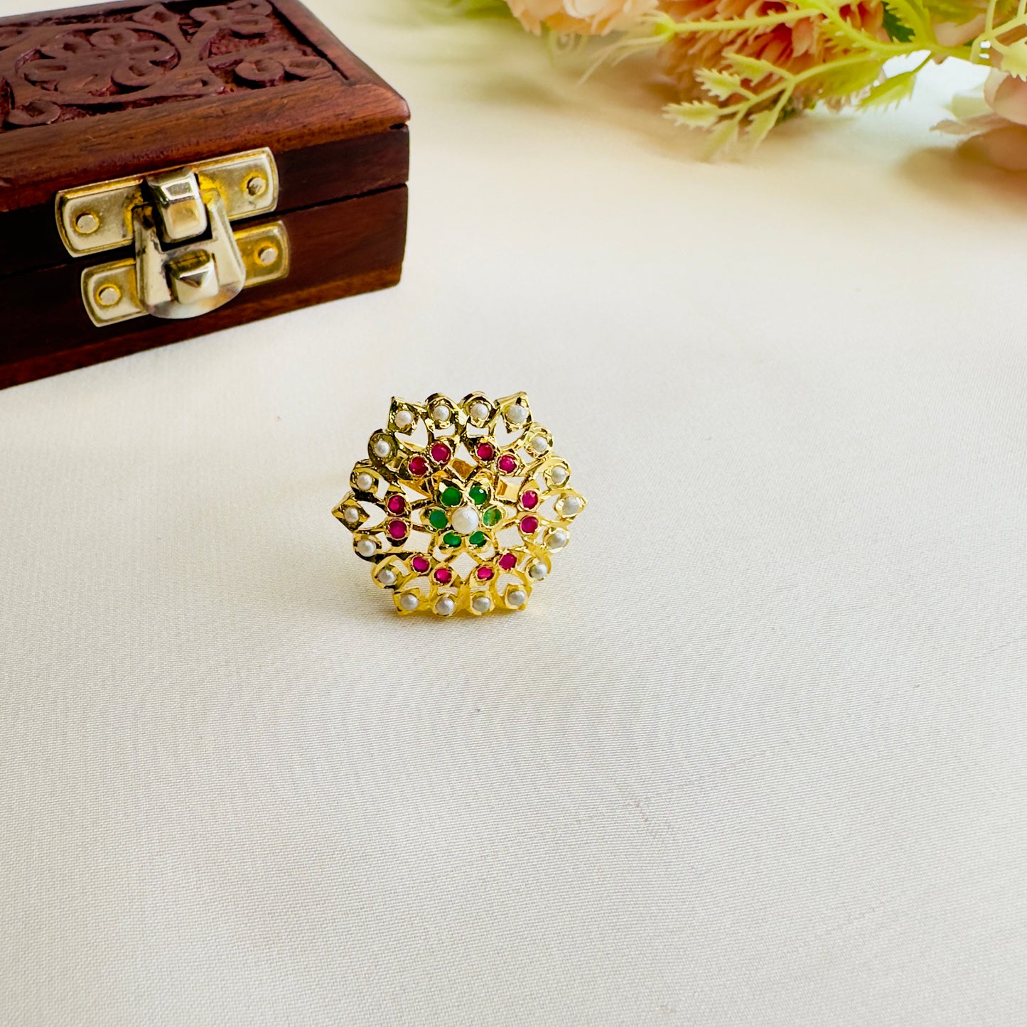 Multicolor Jadau Finger Ring