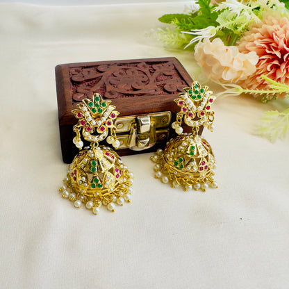 Hyderabadi Jadau Kundan Jhumka Earrings