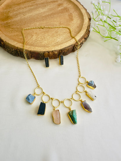 Natural Stone 7 Pendant Necklace Set
