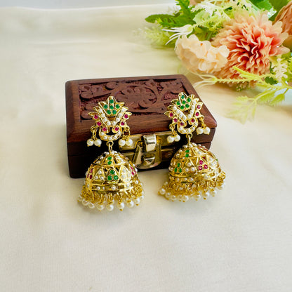 Hyderabadi Jadau Kundan Jhumka Earrings