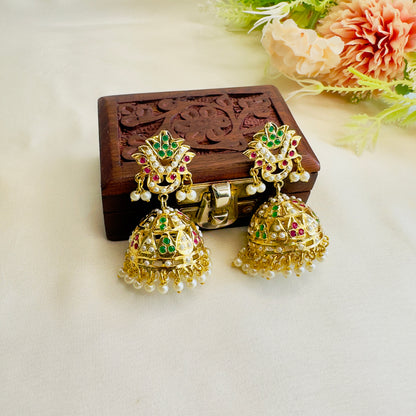 Hyderabadi Jadau Kundan Jhumka Earrings