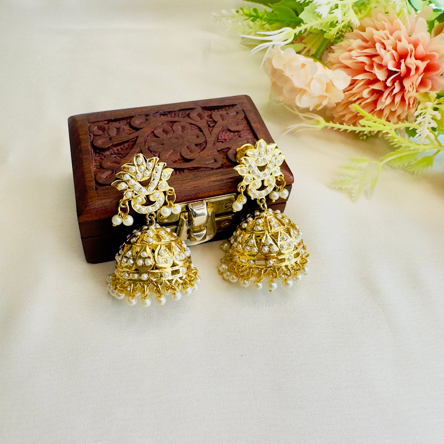 Hyderabadi Jadau Kundan Jhumka Earrings