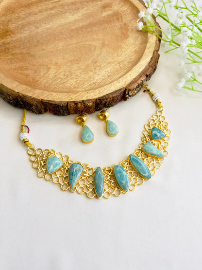 Natural Stone Jaali Necklace Set