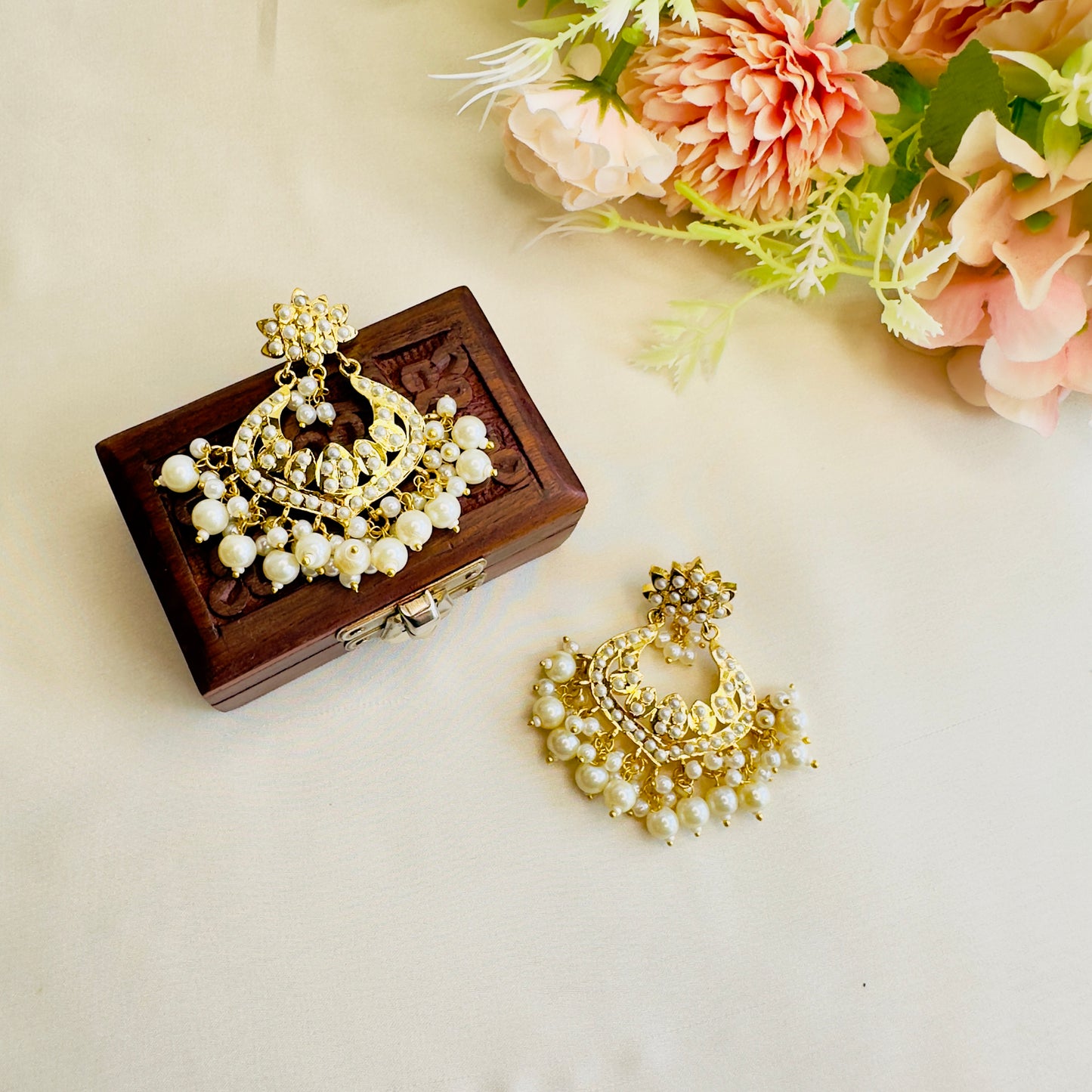 Hyderabadi Jadau Chandbali earrings