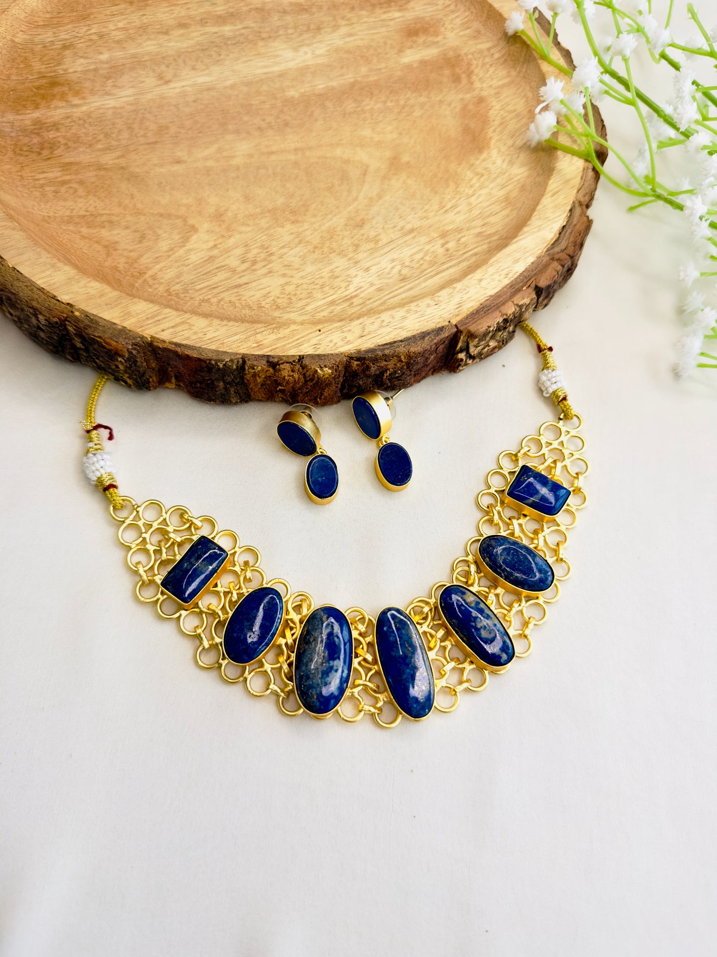 Natural Stone Jaali Necklace Set