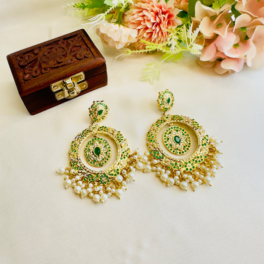 Hyderabadi Jadau Oval Shape Earrings