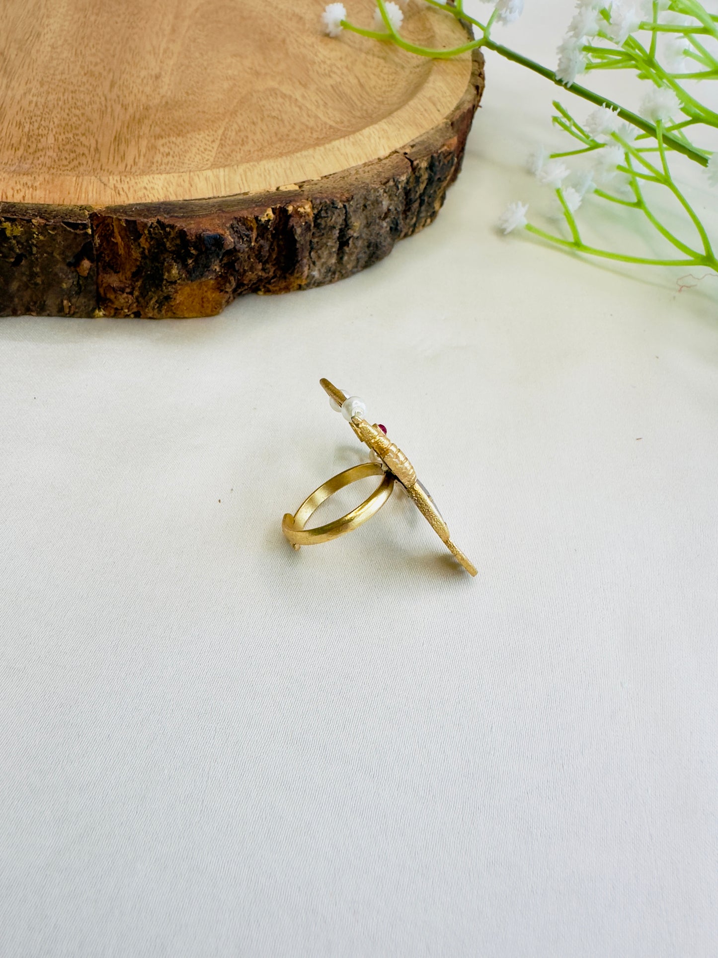 Jadau Bird Motif Finger Ring