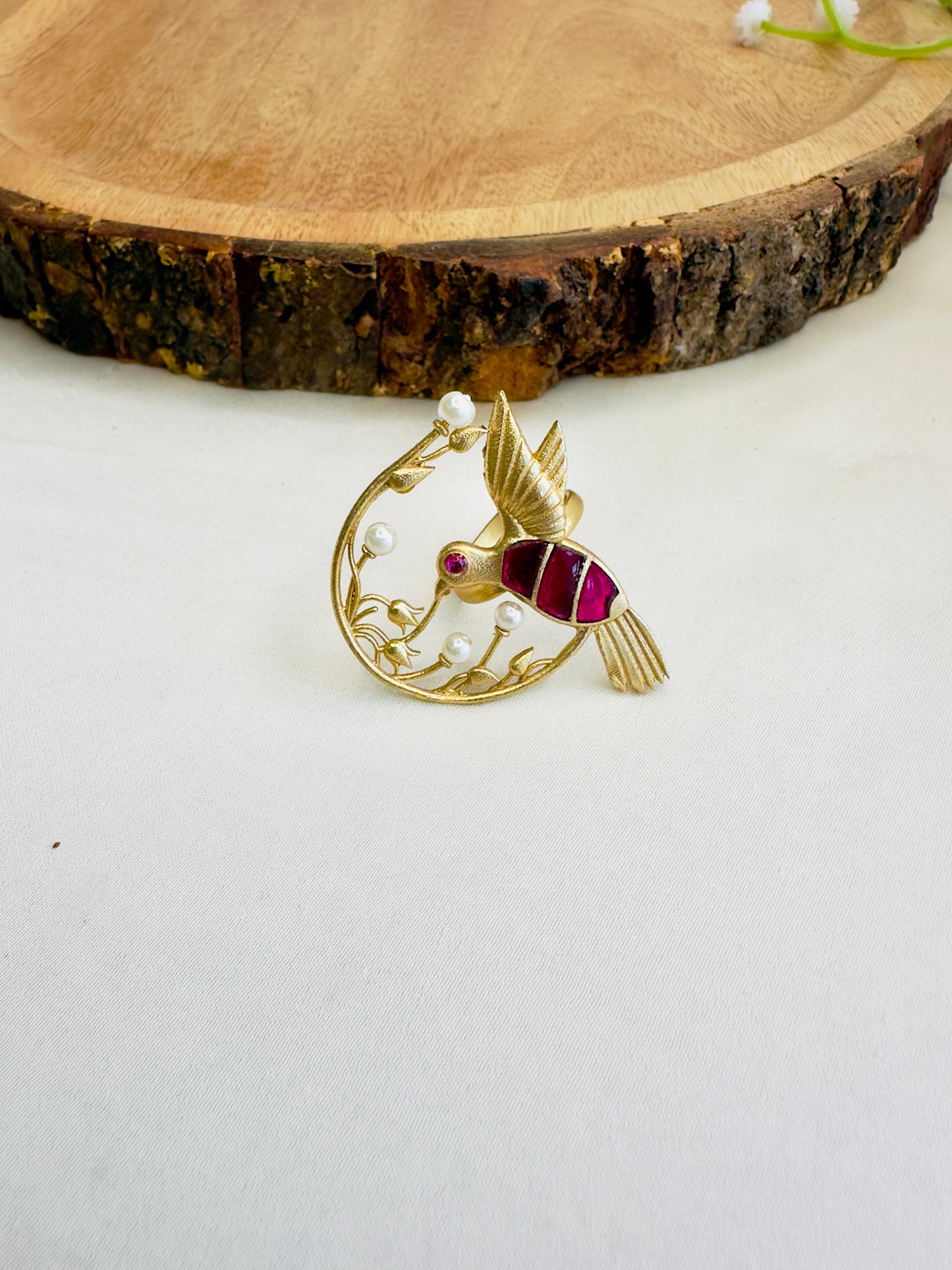 Jadau Bird Motif Finger Ring