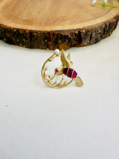 Jadau Bird Motif Finger Ring