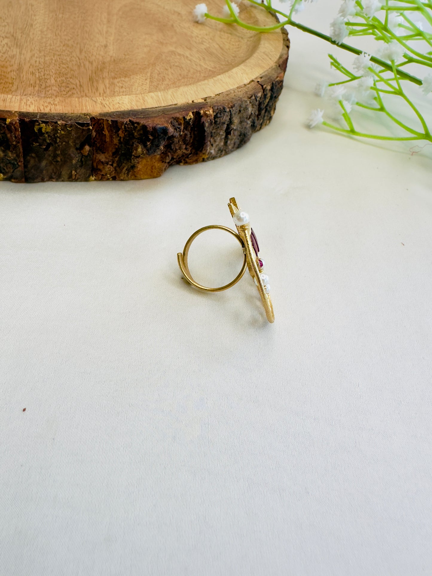 Jadau Bird Motif Finger Ring