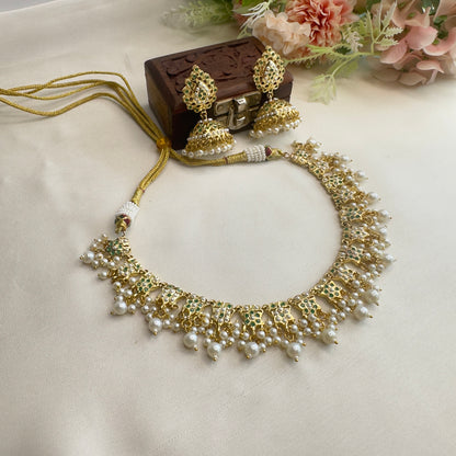 Green Pearl Hyderabadi Jadau Necklace Set