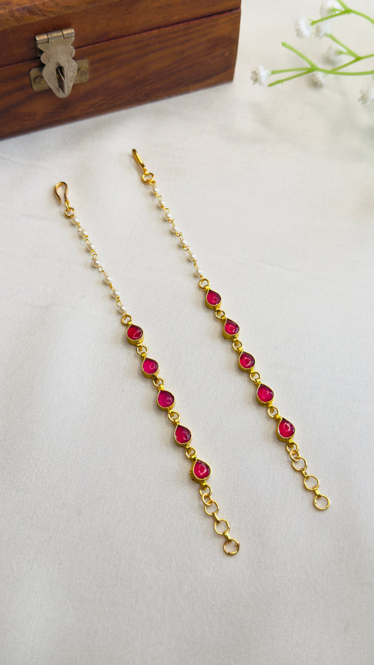 Pachi Kundan Ear Chain