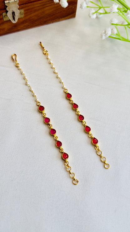 Pachi Kundan Ear Chain