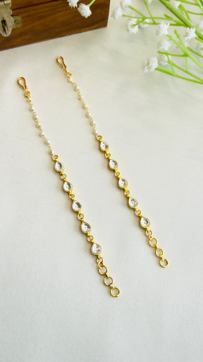 Pachi Kundan Ear Chain