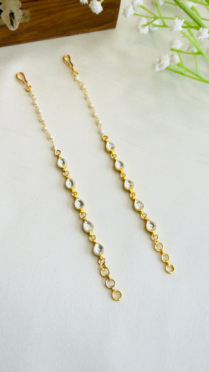 Pachi Kundan Ear Chain