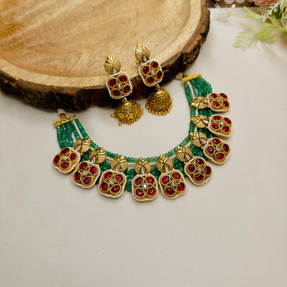 Nine Pendant Rajwadi Necklace Set