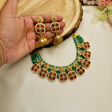 Nine Pendant Rajwadi Necklace Set