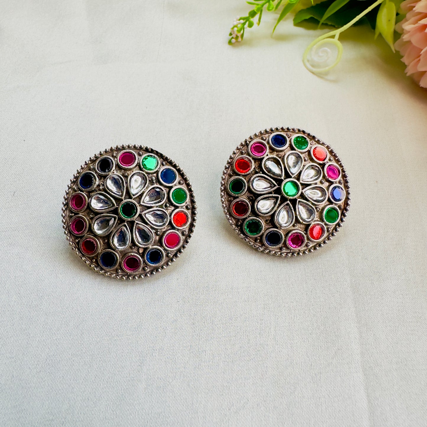 Silver Replica Round Studs