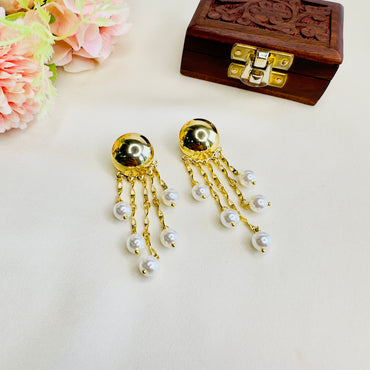 Long Tarnish Free Pearl Earrings