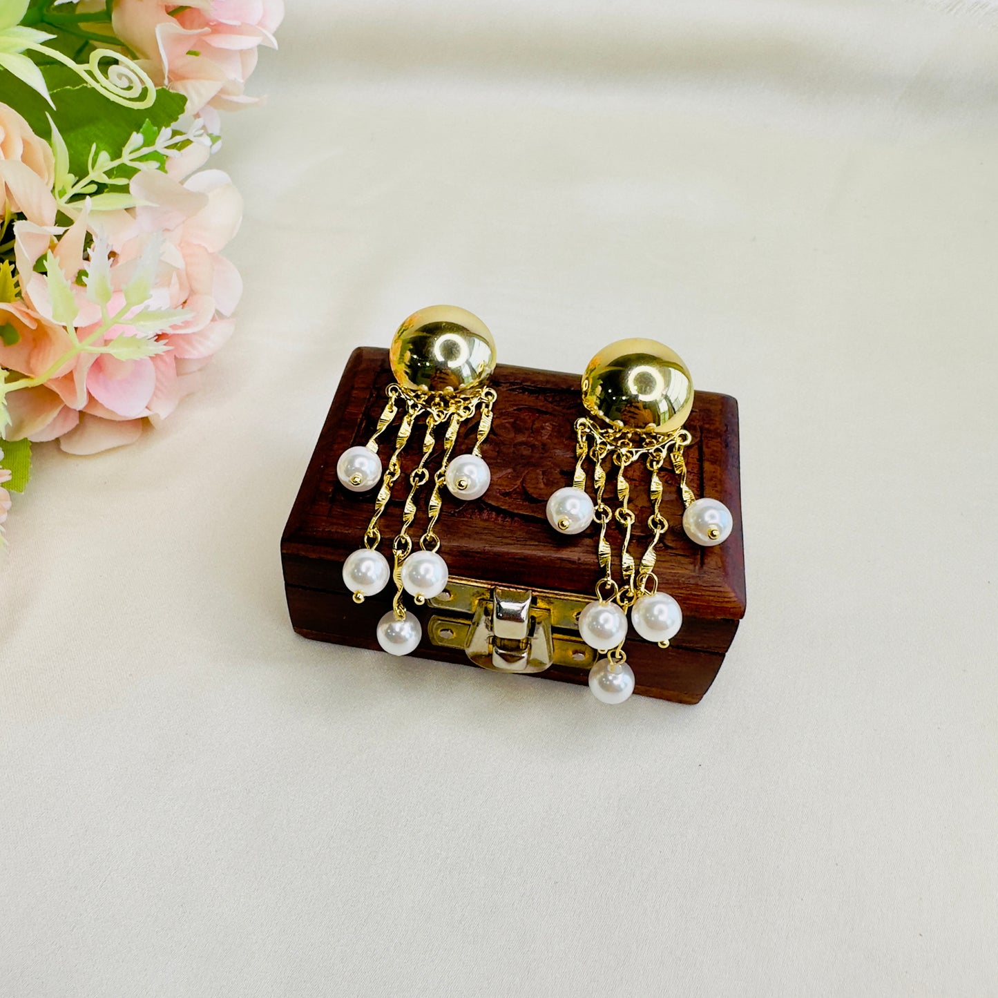 Long Tarnish Free Pearl Earrings