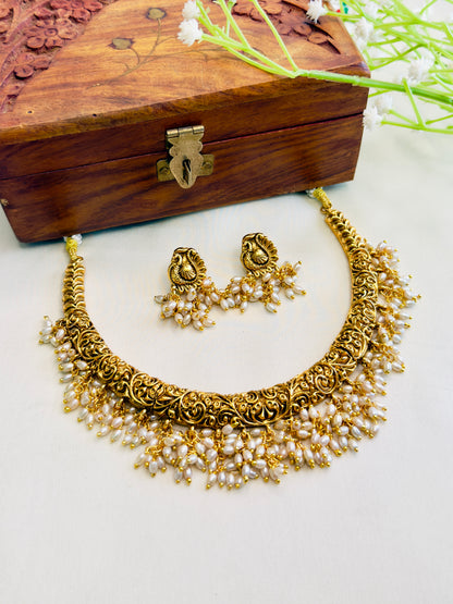 Rice Pearl work Hasli Set