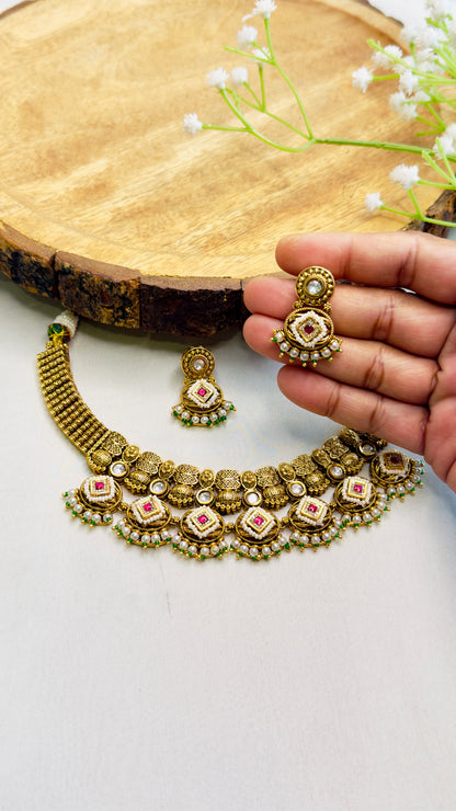 Beautiful Rajwadi Necklace Set