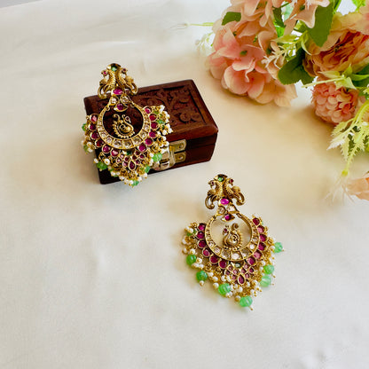 Peacock Design Green Beads Earrings