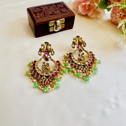 Peacock Design Green Beads Earrings