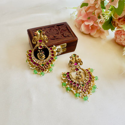 Peacock Design Green Beads Earrings