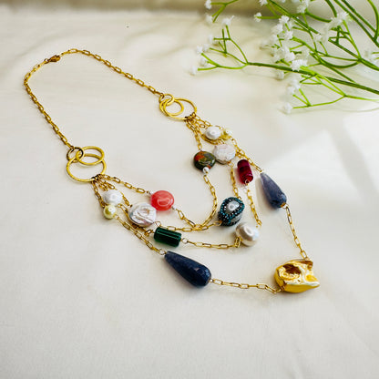 Natural Stone three layered Necklace