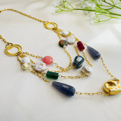 Natural Stone three layered Necklace