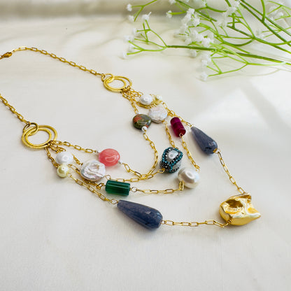 Natural Stone three layered Necklace