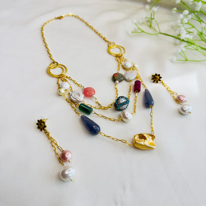 Natural Stone three layered Necklace